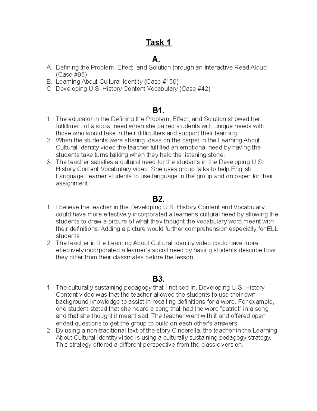 D090 Task 1 - Task 1 - Task 1 A. A. Defining the Problem, Effect, and ...