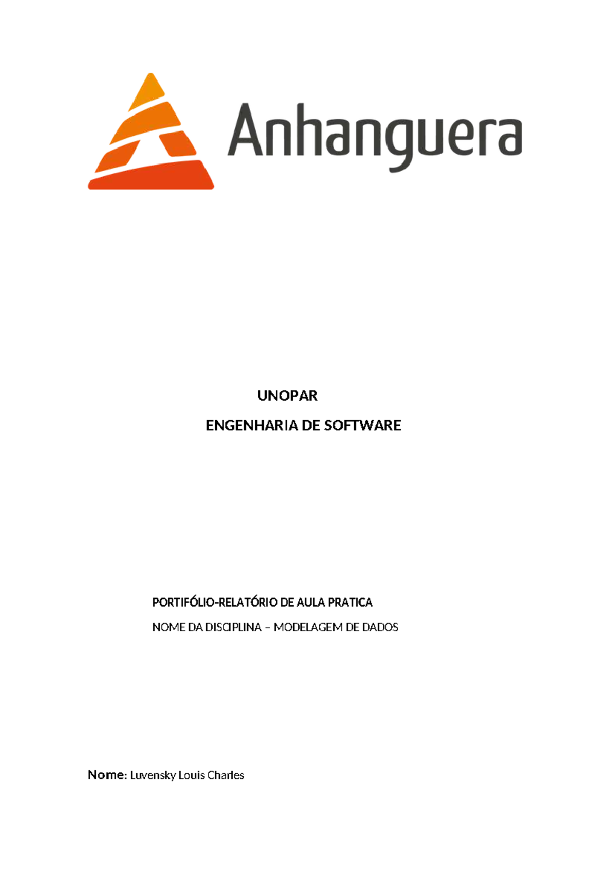 UNOPAR ENGENHARIA DE SOFTWARE: Portfólio de Modelagem de Dados - Studocu