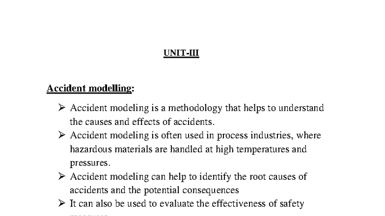 HSEM-3 - R20 Accident Modeling and Toxic Release Summary Notes - Studocu