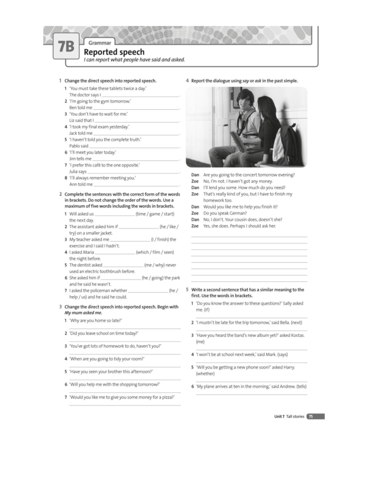 UNIT 7 - HW: Reported Speech Exercises and Practice - Studocu