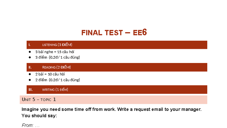 FINAL TEST EE6: Listening, Reading, Writing & Speaking Revision 2025 ...