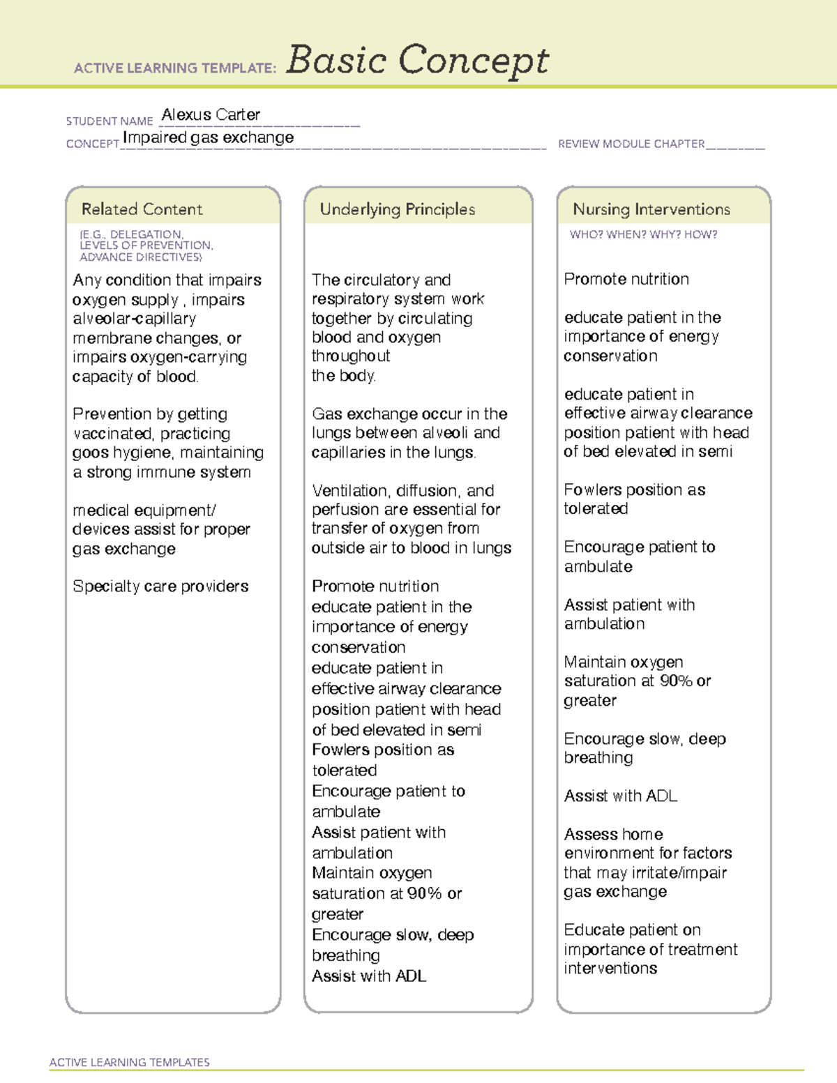 Active Learning Template: Basic Concept Outline and Nursing ...