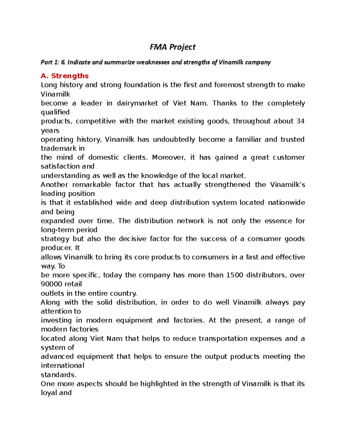 FMA Project VINAMILK & MASAN - FMA Project Part 1: 6. Indicate and ...