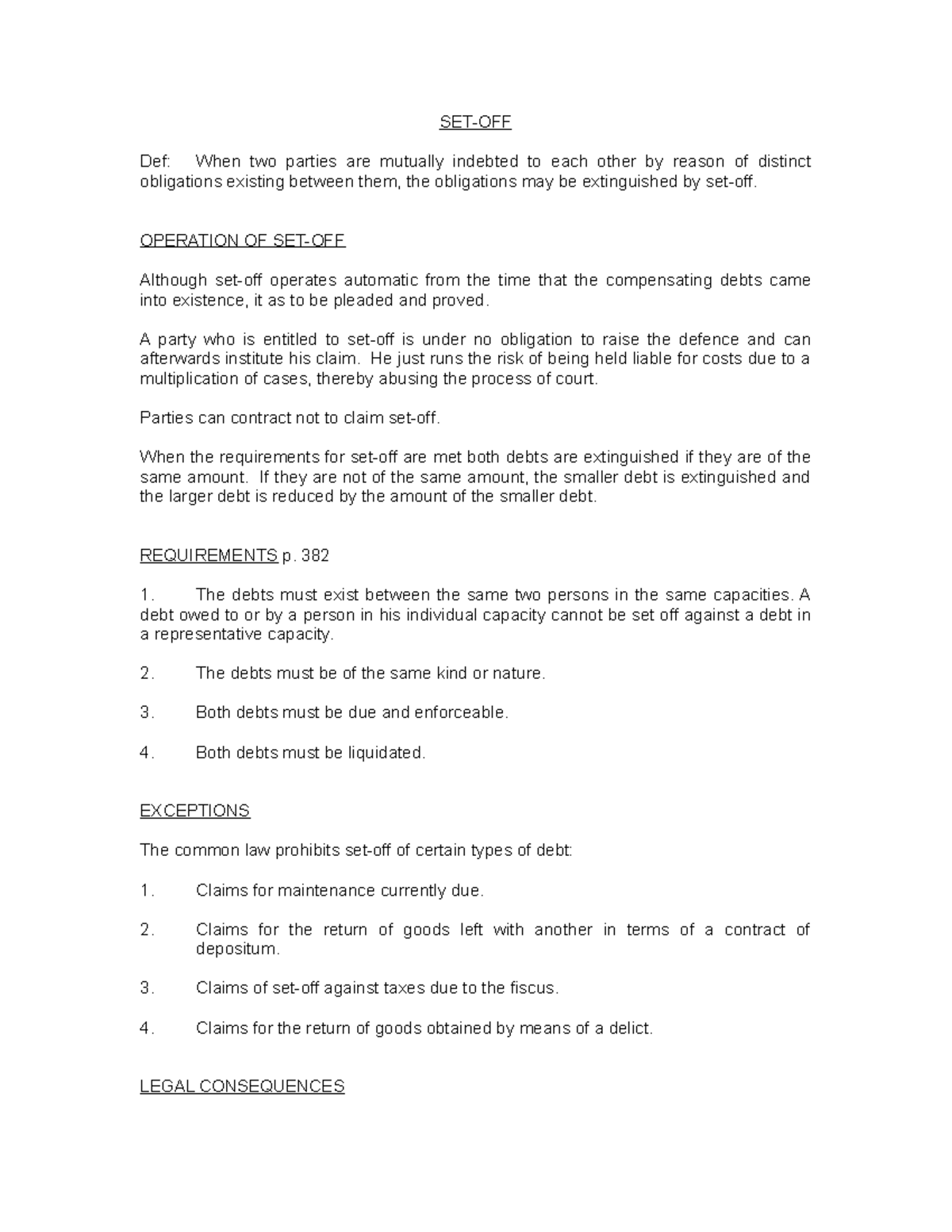 Set-off - Comprehensive Overview of Key Principles and Requirements ...