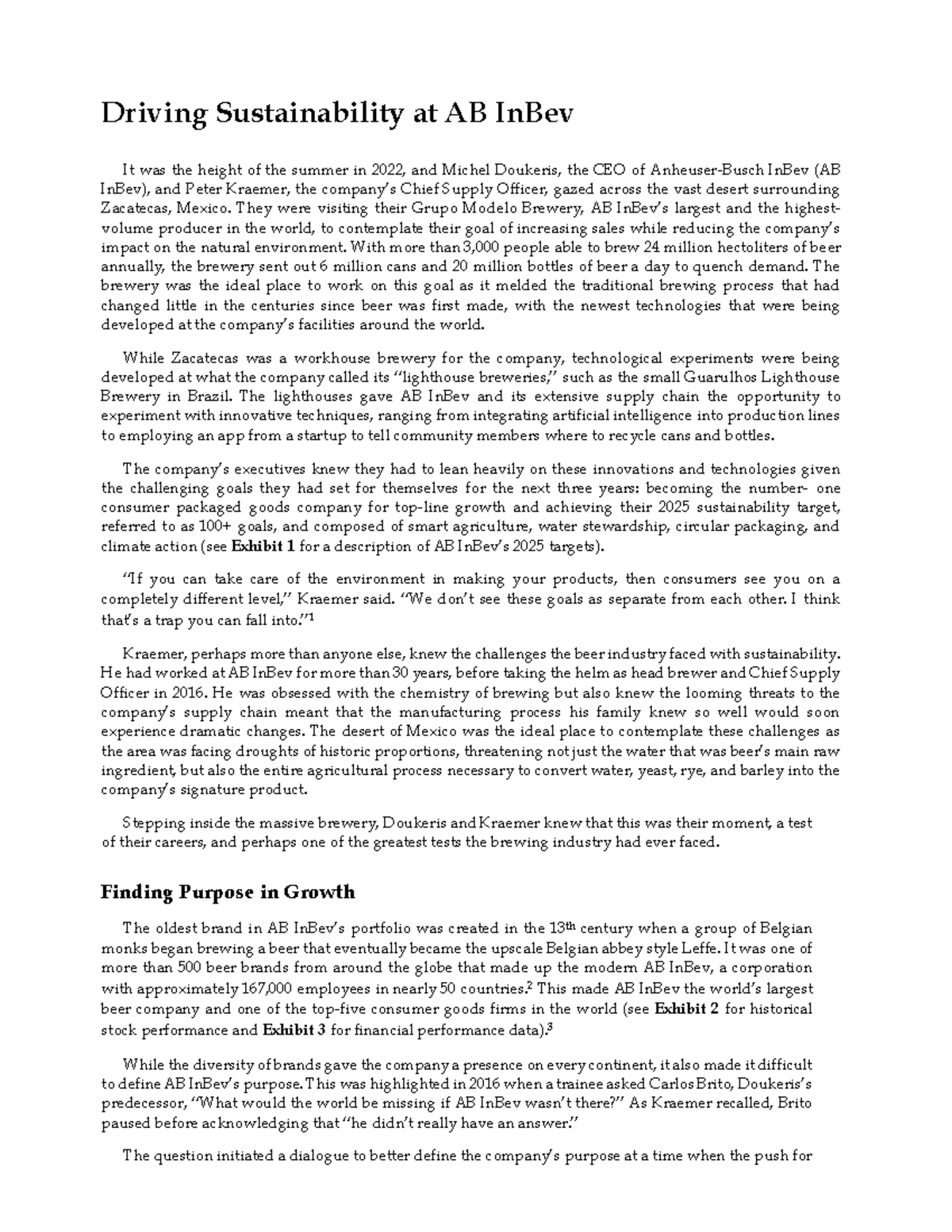 AB InBev's Sustainability Journey: A Case Study of Innovation ...
