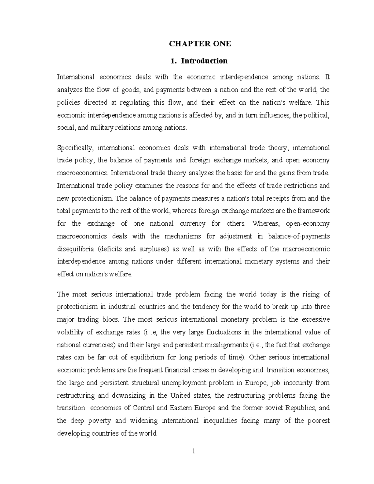 International Economics: Chapter 1 Overview and Trade Theories - Studocu