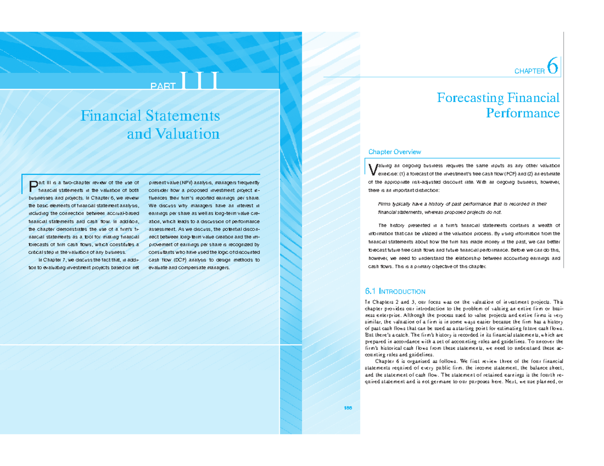 VCM CHAP 6 - Forecasting Financial Performance and Valuation Insights ...