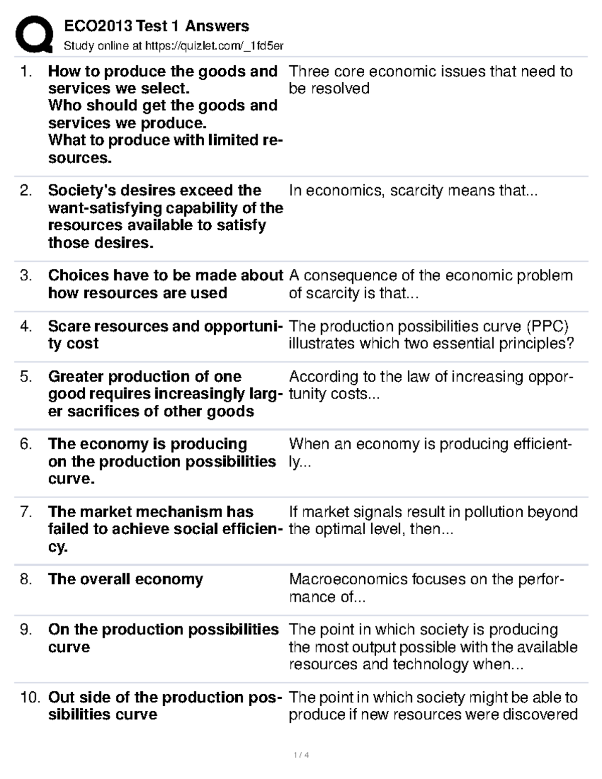 ECO2013 Exam 1 Study Guide: Key Economic Concepts Explained - Studocu