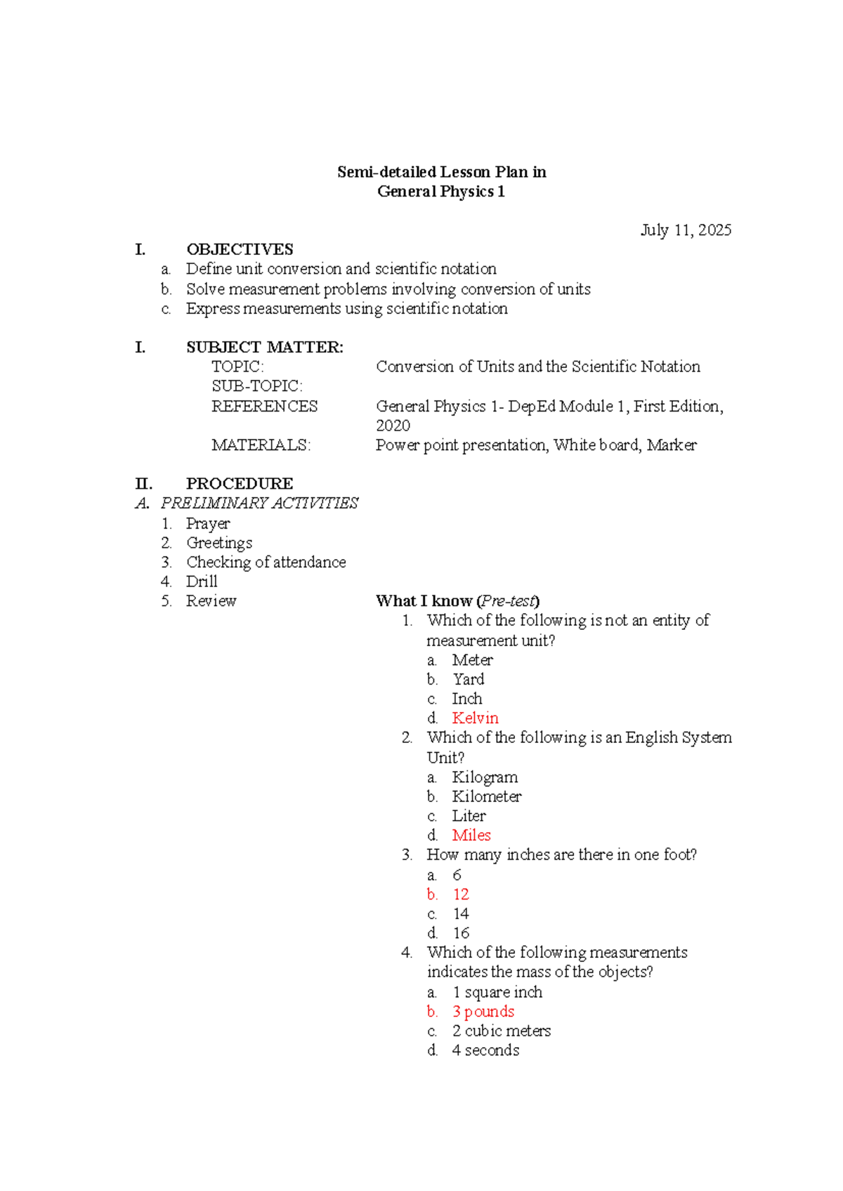 General Physics 1 Lesson Plan: Unit Conversion & Scientific Notation ...