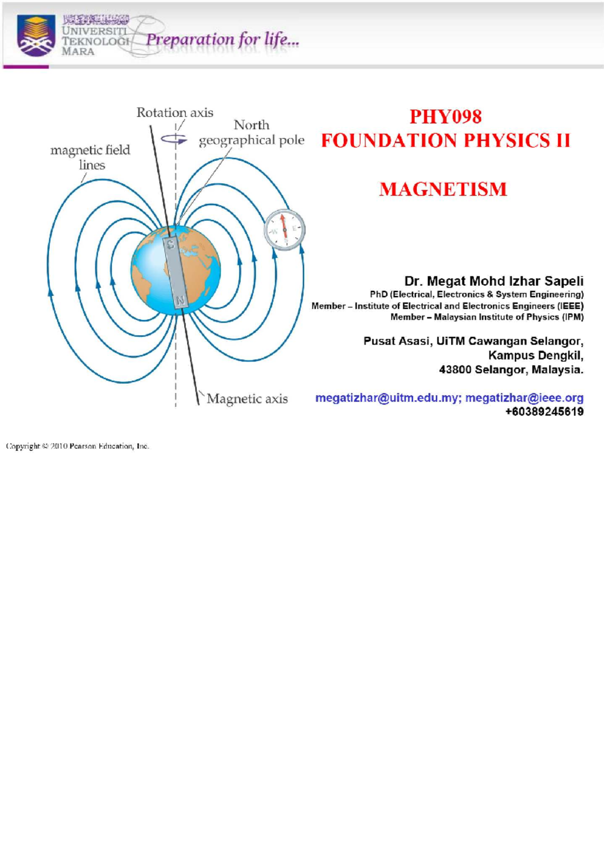 Chapter 19: Magnetism and Magnetic Fields - PHY098 Lecture Notes - Studocu