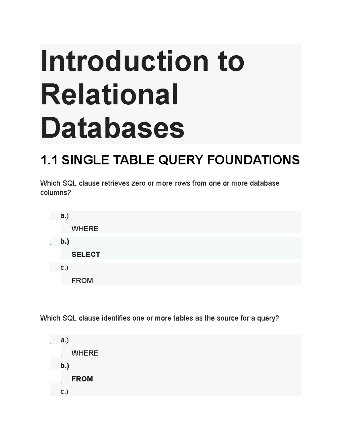 Introduction to Relational Databases Challenge 1.1 - Introduction to ...