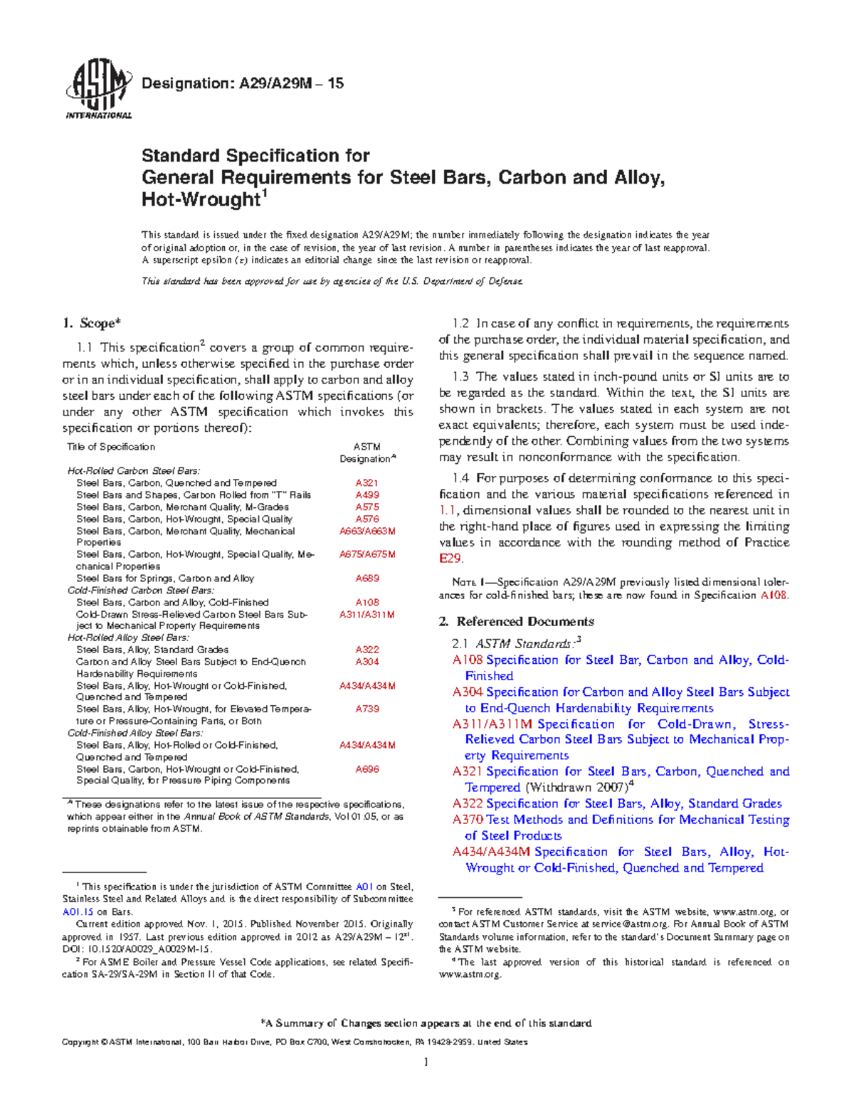 ASTM A29 A29M-15: Standard Specification for Steel Bars - Studocu