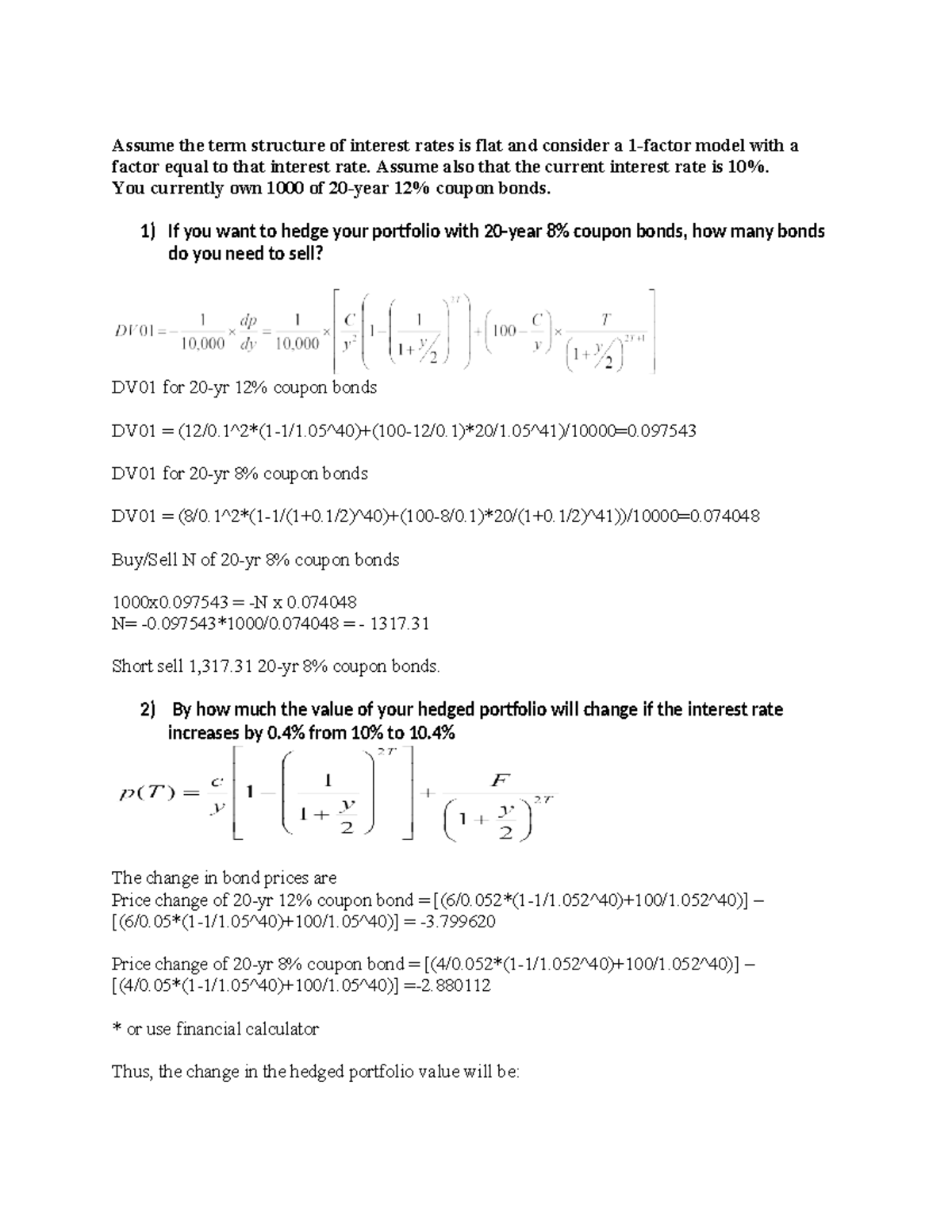 Practice Problems Answer Key - Assume the term structure of interest ...