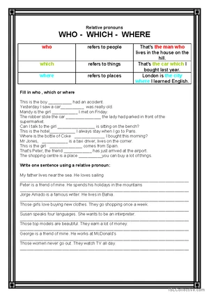 UNIT 9: RELATIVE CLAUSES - Correction Exercises and Rewrites - Studocu