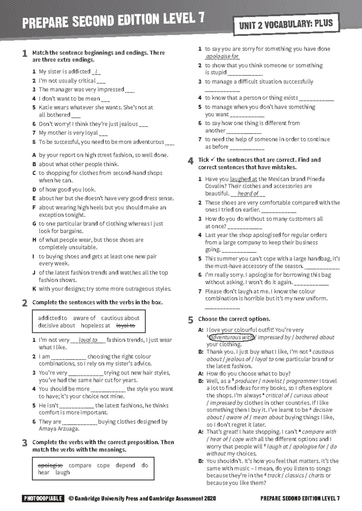 PREPARE 7 Vocabulary Plus Unit 02 Study Notes and Exercises - Studocu