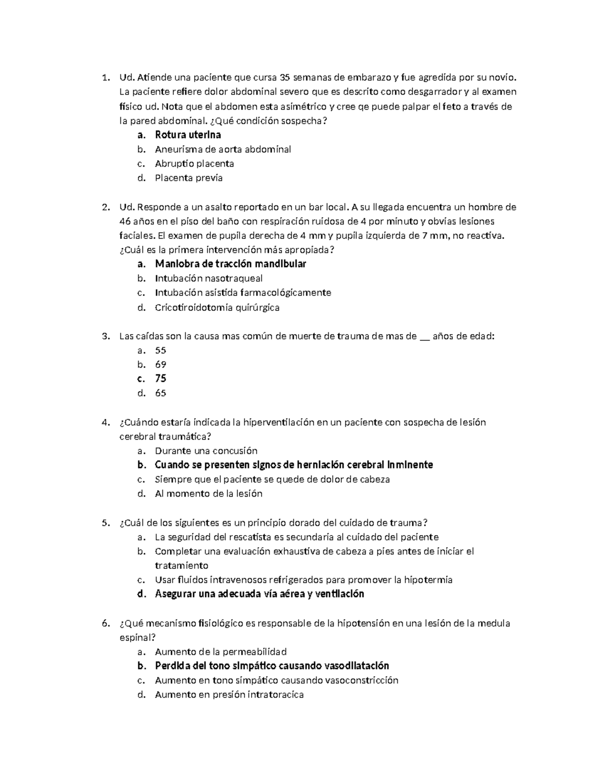 Examen Escrito PHTLS: Preguntas y Respuestas de Trauma - Document Preview