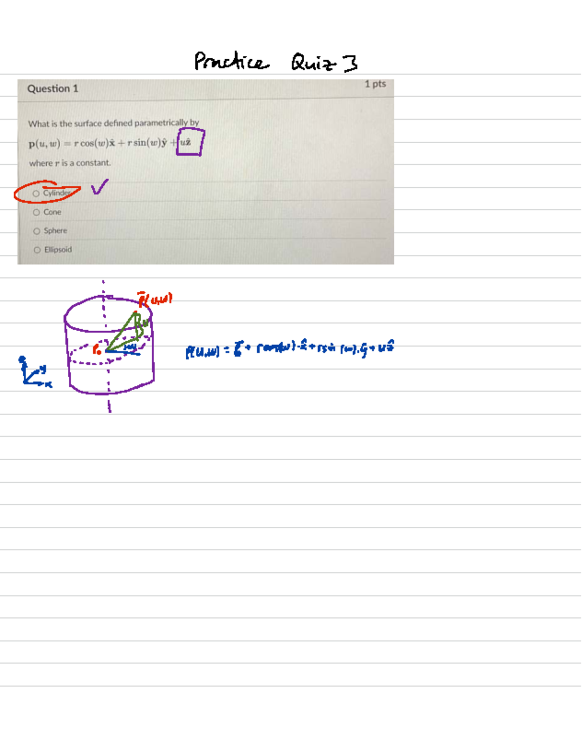 Practice Quiz 3: Parametric Surfaces and Solid Modeling Concepts - Studocu