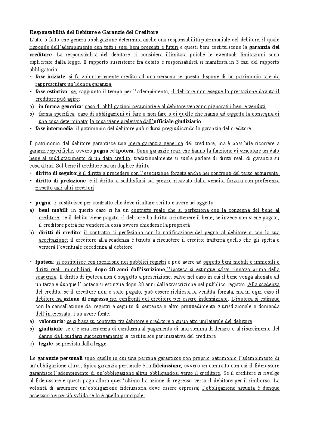 3) Responsabilità debitore + Contratti vari - Responsabilità del ...