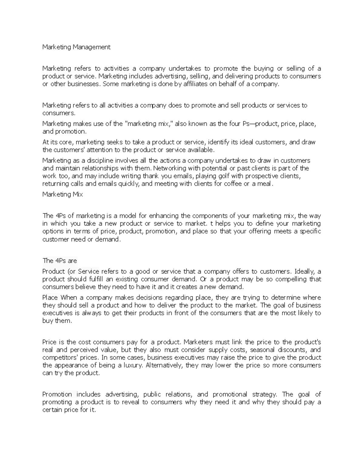 Marketing Management Notes: Concepts, Strategies, and Trends - Studocu