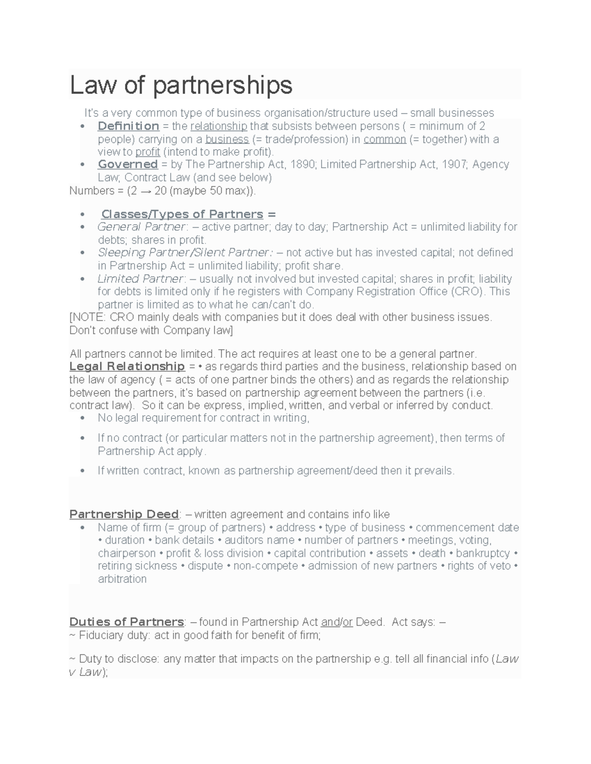 Law of Partnerships: Key Concepts and Legal Framework (ER101) - Studocu