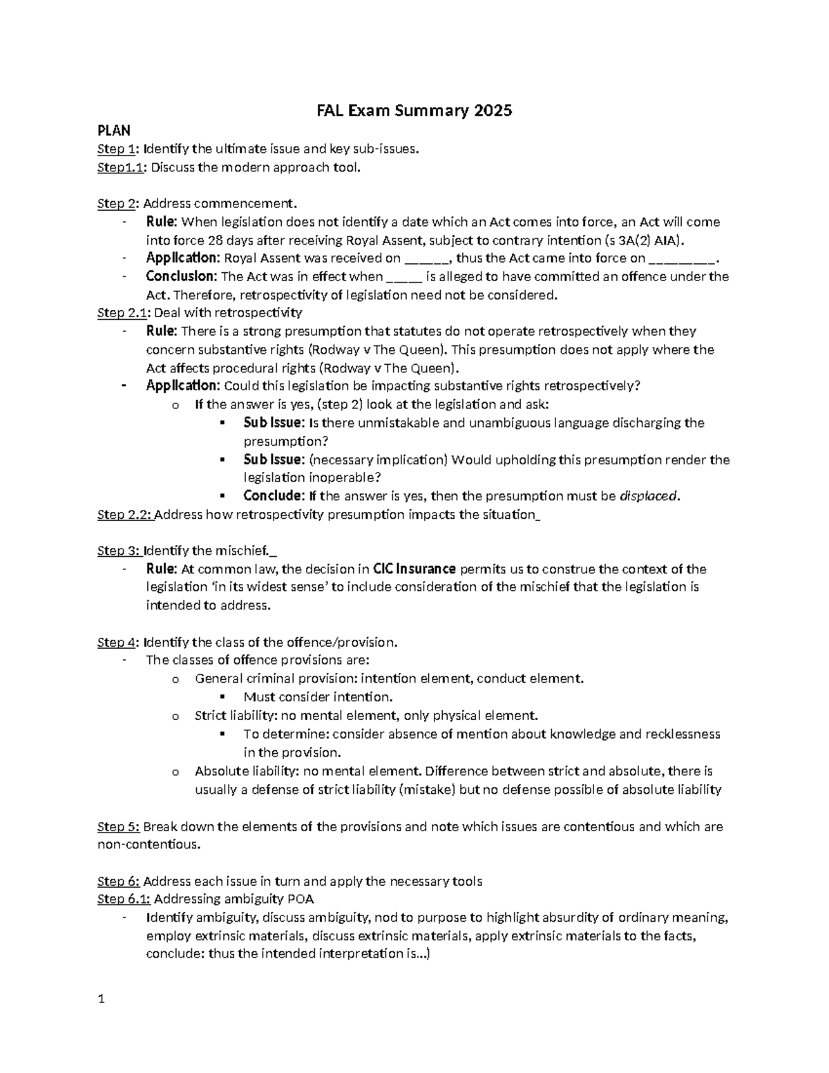 FAL 2025 Final Exam Summary: Statutory Interpretation Toolkit - Studocu