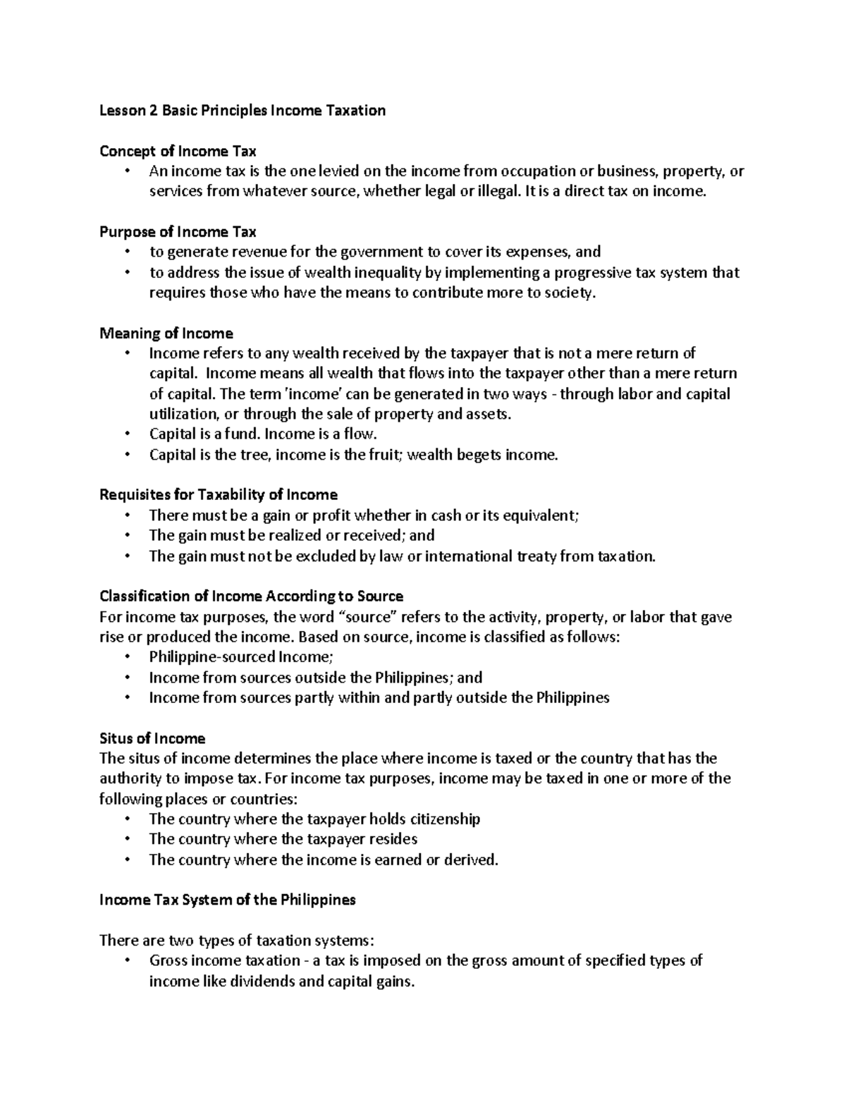 Lecture Notes: Individual Income Taxation Concepts (Tax 101) - Studocu