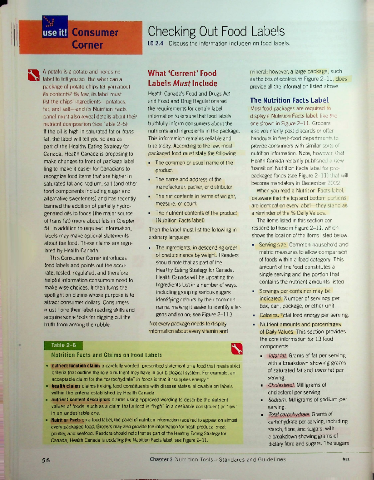 Topic #1 Pt.2 Reading - Consumer Corner Checking Out Food Labels LO 2 ...