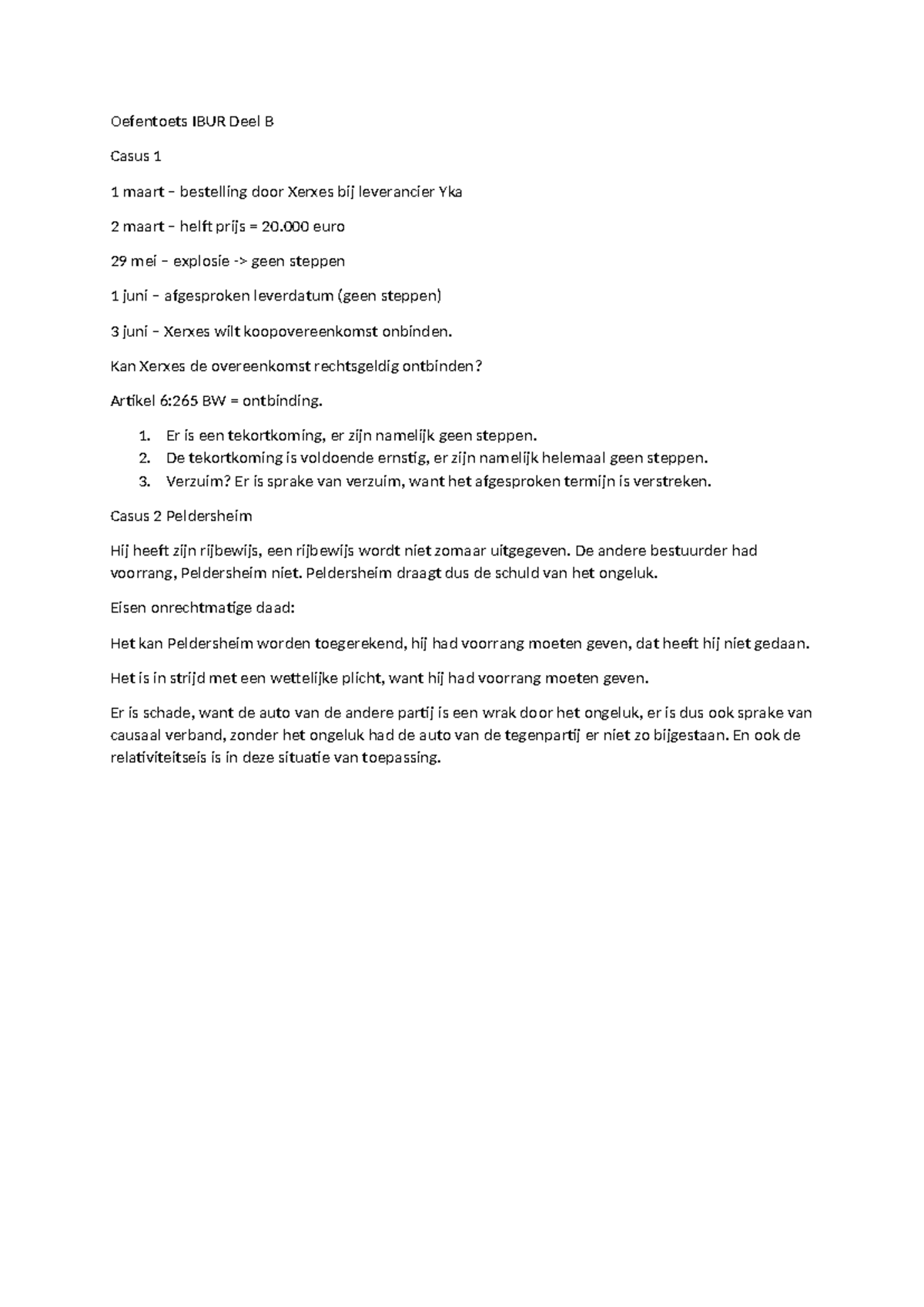 Oefentoets IBUR Deel B - Antwoorden en Casusanalyse - Studeersnel