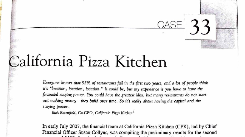 Case Study: CPK 373 - Financial Strategies of California Pizza Kitchen ...