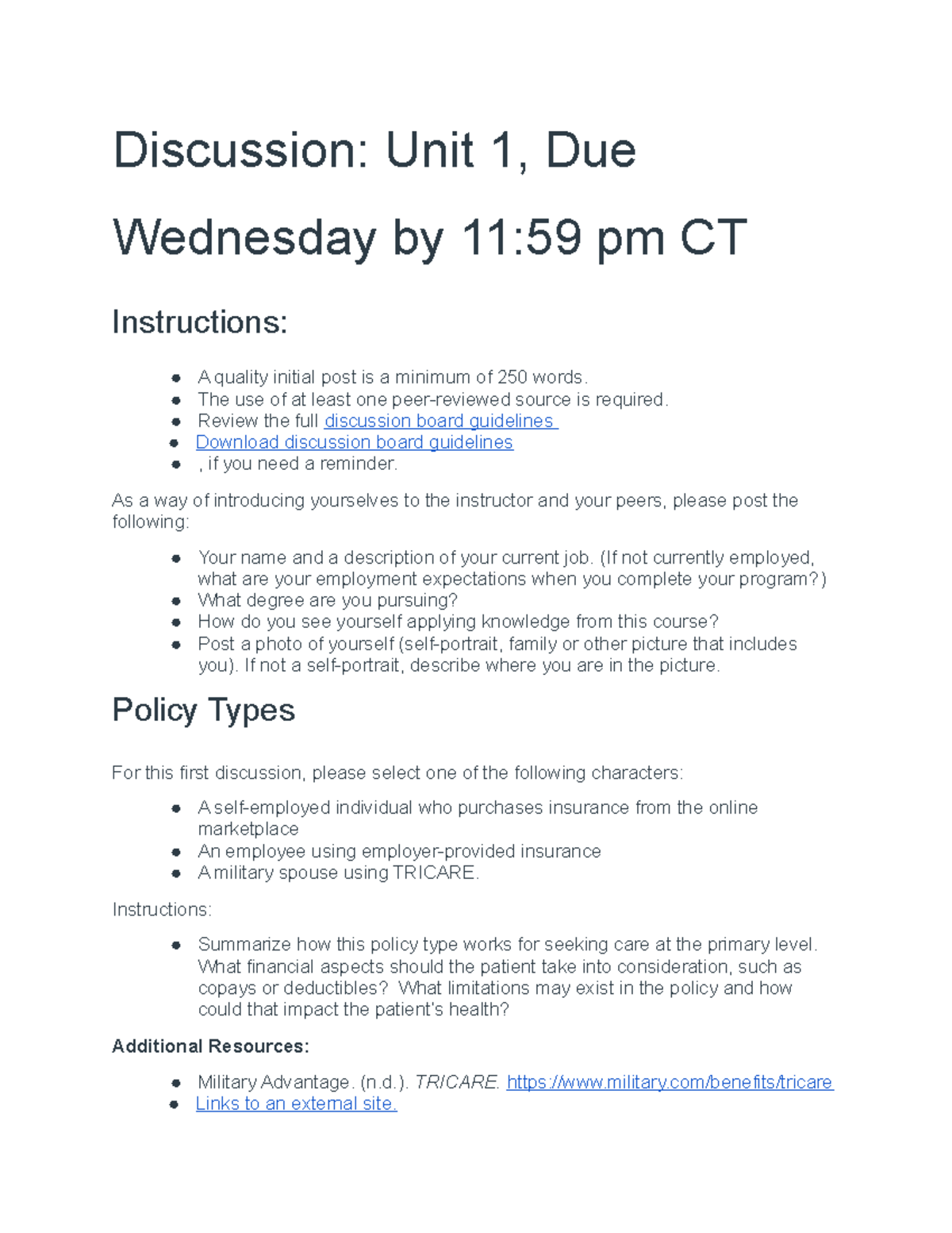 Unit 1 Discussion: Understanding Policy Types in Healthcare - Studocu