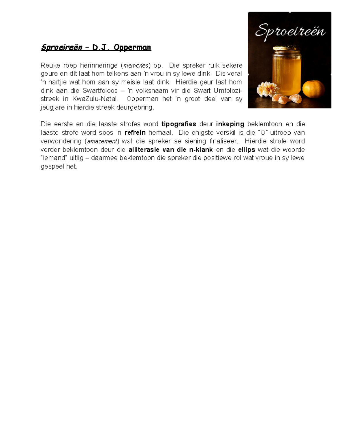 Opsomming - Voorbeelde van opsommings van D. Opperman - Studocu