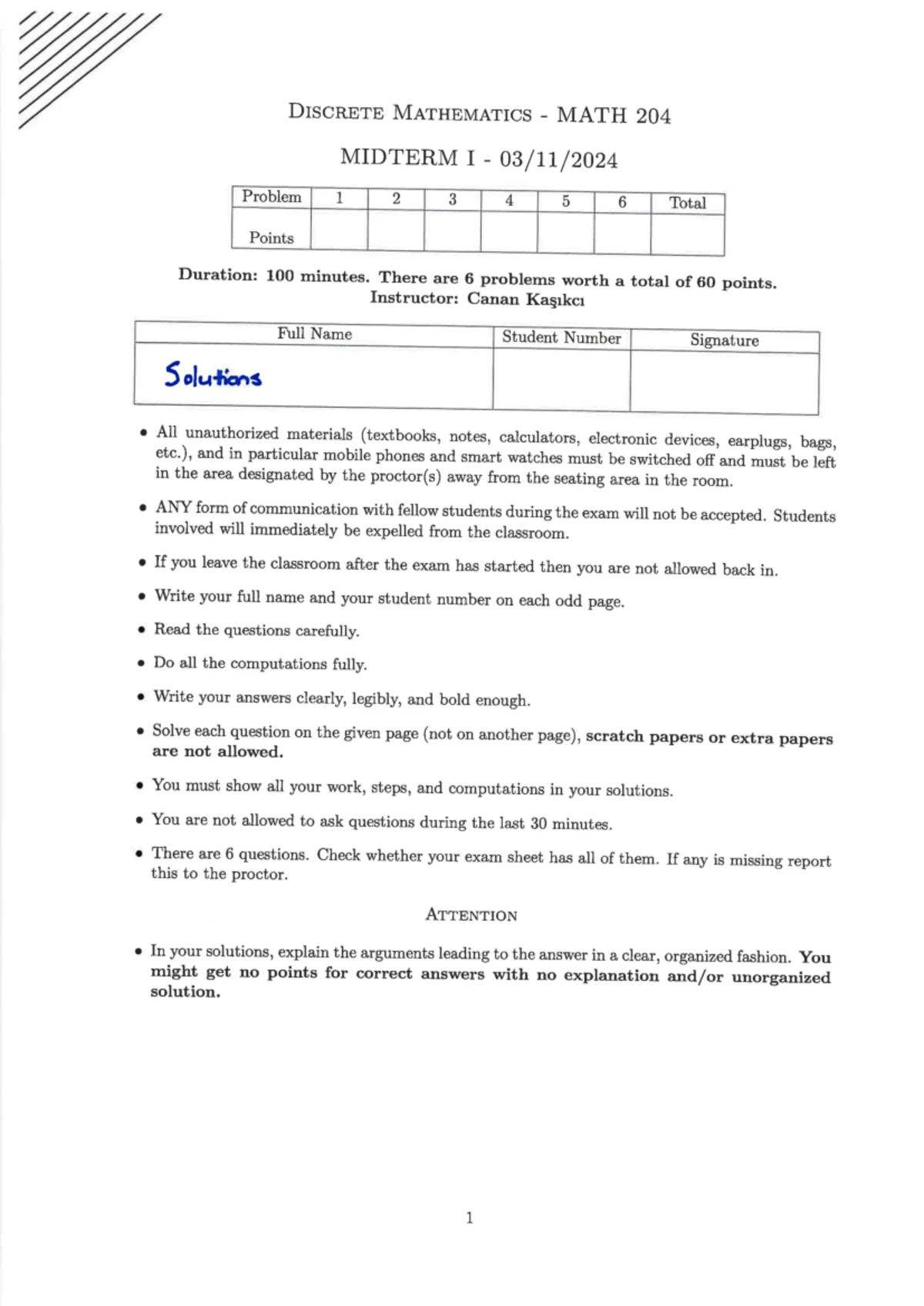 Math 204 Discrete Mathematics Syllabus - Spring 2025 at Sabancı ...