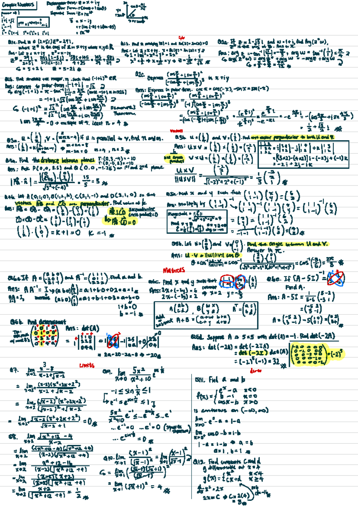 Math Midterm Cheatsheet: Complex Numbers & Polar Form (MATH 101) - Studocu