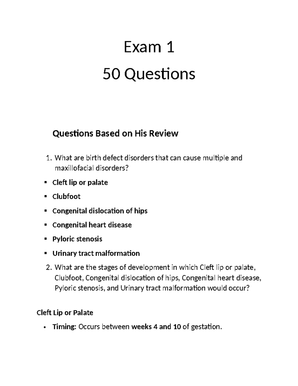Patho exam1 Review Blueprint - Exam 1 50 Questions Questions Based on ...