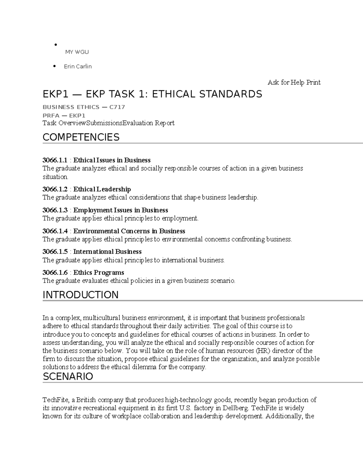 Ethical Standards Analysis in Business: EKP1 C717 Report - Studocu