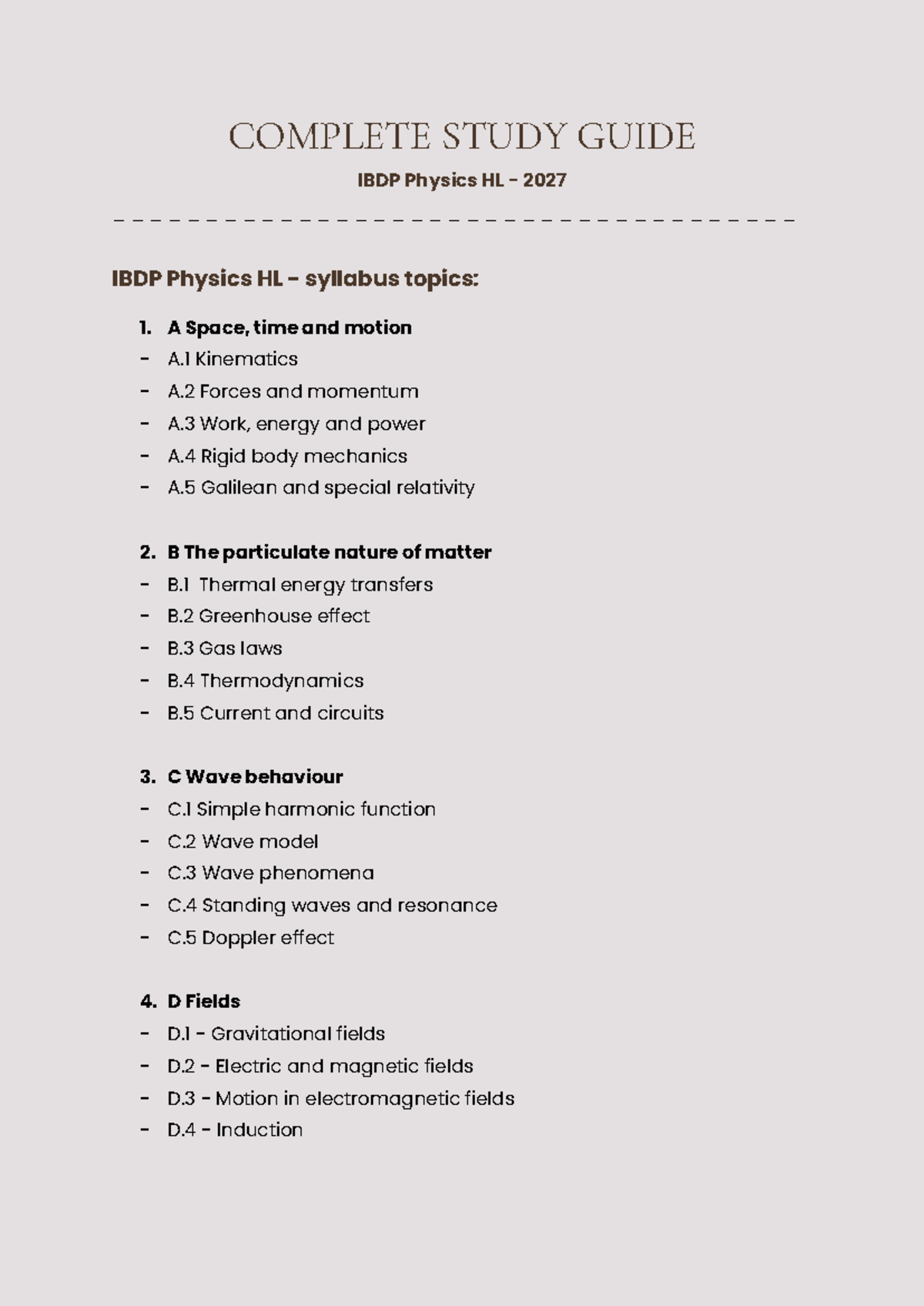 IBDP Physics HL 2027 Complete Study Guide: Key Topics Overview ...