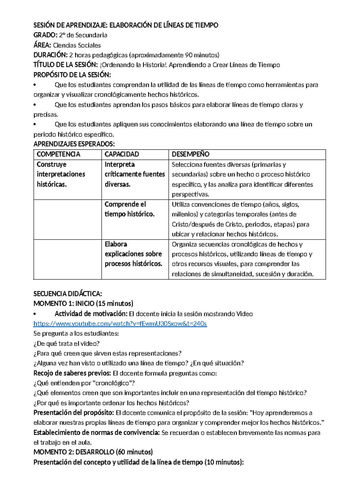 Elaboración de Líneas de Tiempo - Sesión 3 CCSS 2DO Secundaria - Document Preview