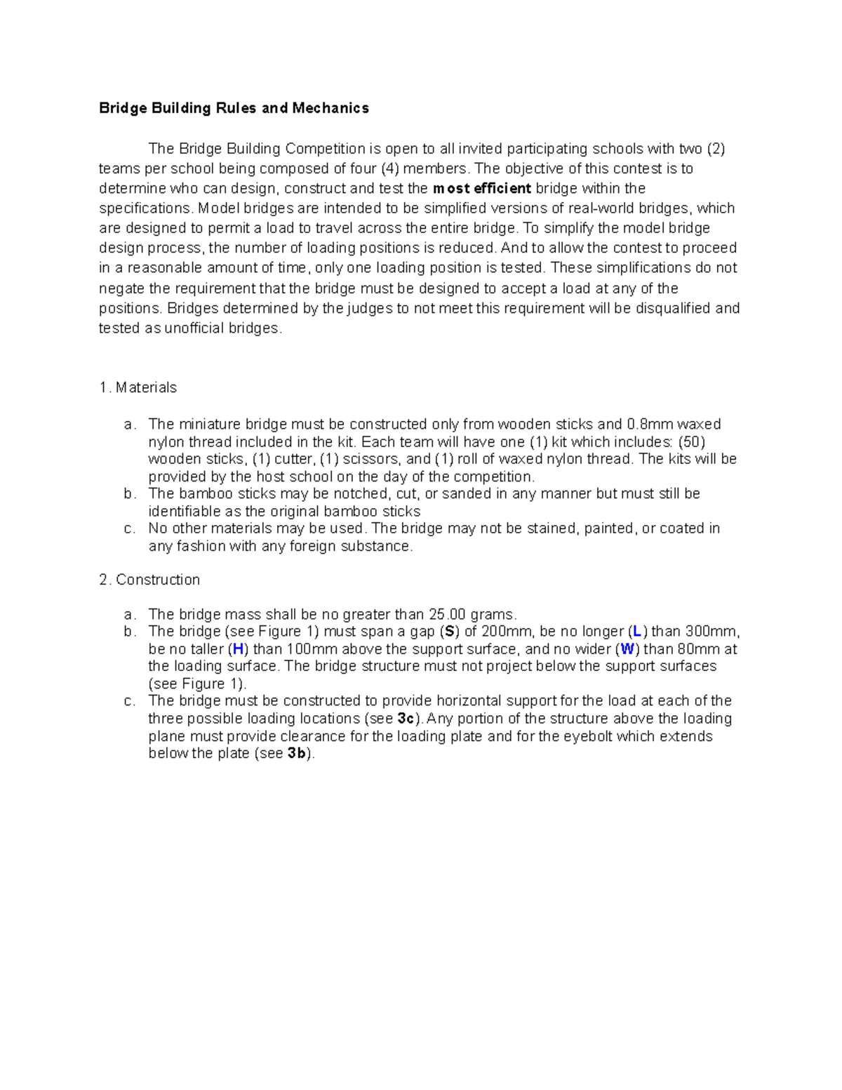 Bridge Building Competition Rules & Mechanics Proposal - Studocu