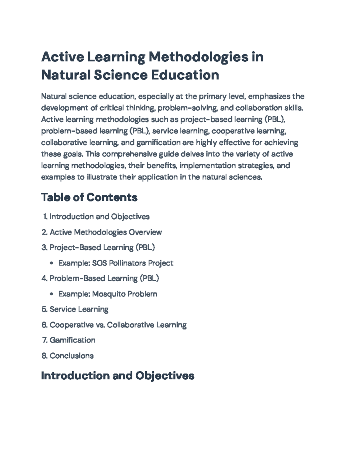 Active Learning Methodologies in Natural Science Education - Active ...