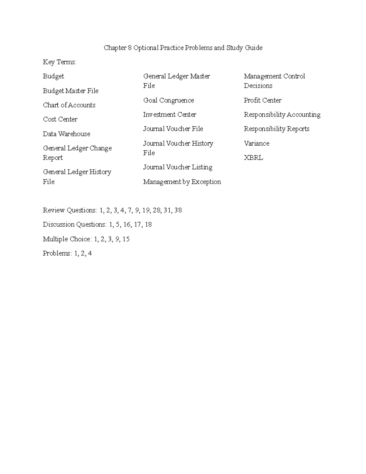 Chapter 8 Optional Practice Problems and Study Guide - Studocu