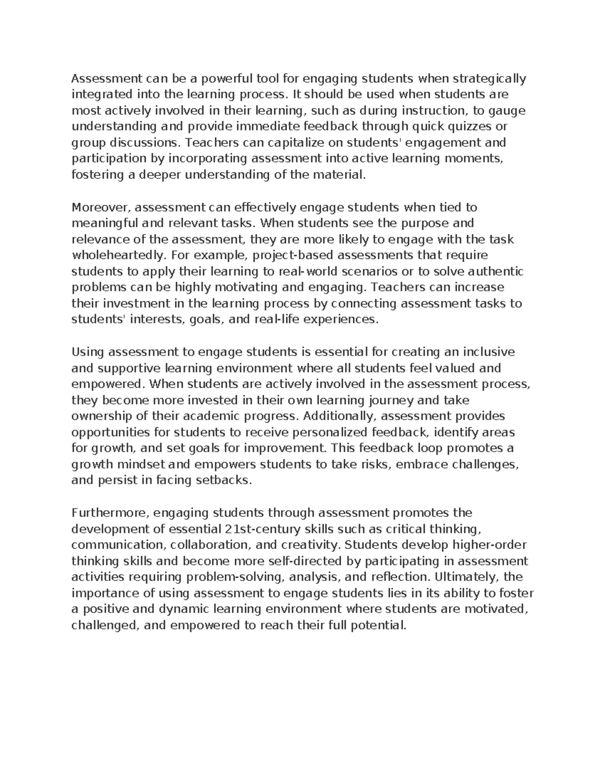Engaging Students through Assessments - D659 Strategies for Empowerment ...