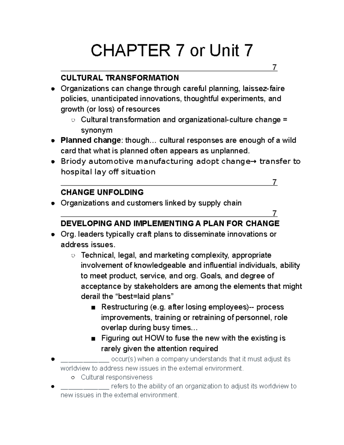 Chapter 7 mgmt 332 g - helpful - CHAPTER 7 or Unit 7 7 CULTURAL ...