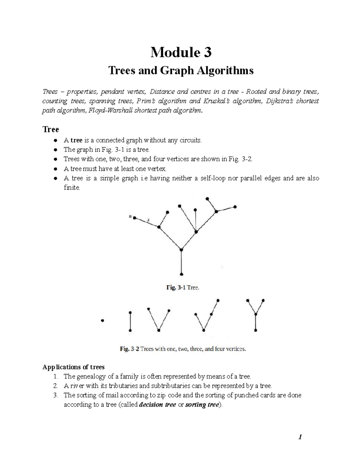 Module 3: Trees & Graph Algorithms - Key Concepts & Theorems - Studocu