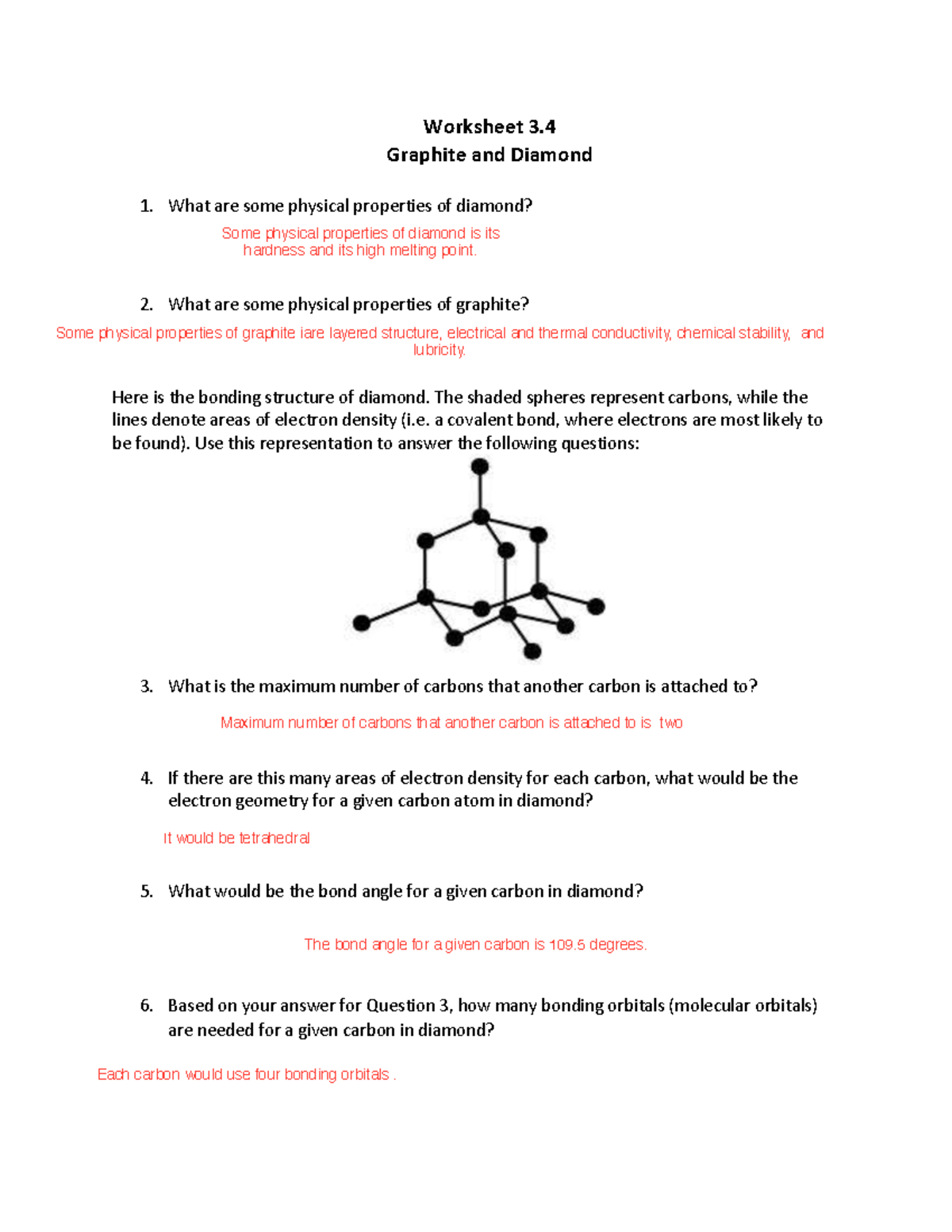 CHEM1061 CLUE Wksht 3 - notes for class - Worksheet 3. Graphite and ...