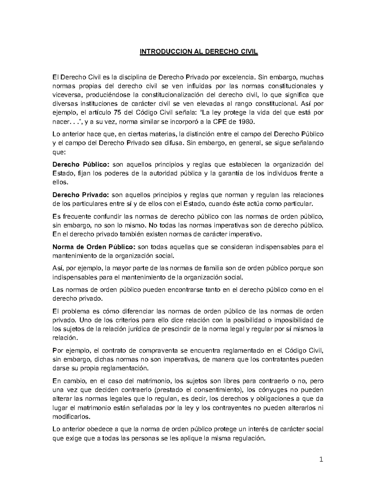 Introducción al Derecho Civil - Curso 1- Civil Introductorio - Studocu