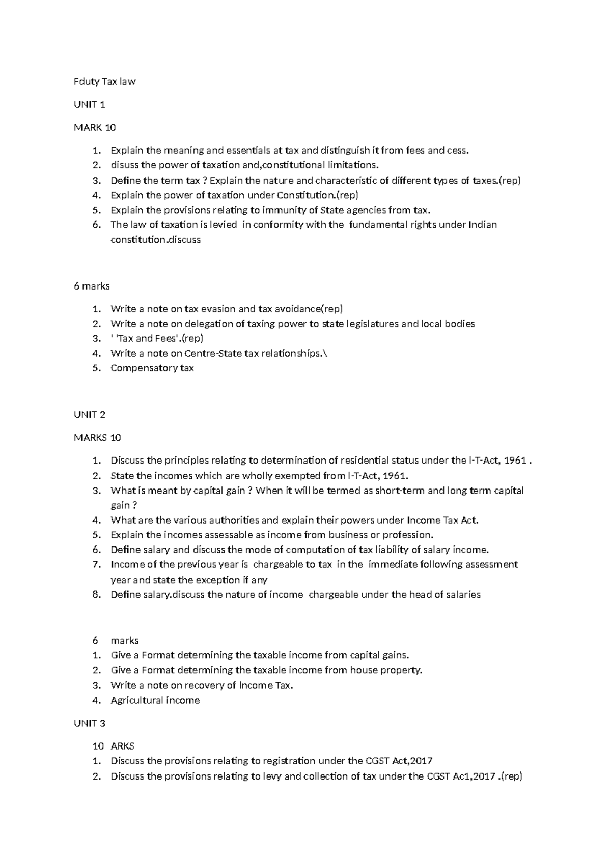 Tax Law Overview: Key Concepts and Provisions (FDUTY 10) - Studocu