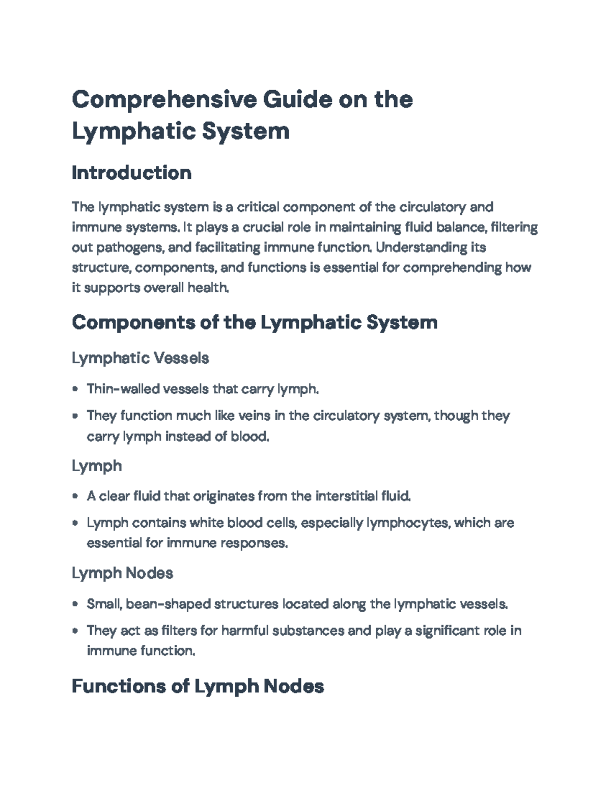 Comprehensive Overview of the Lymphatic System and Its Functions ...