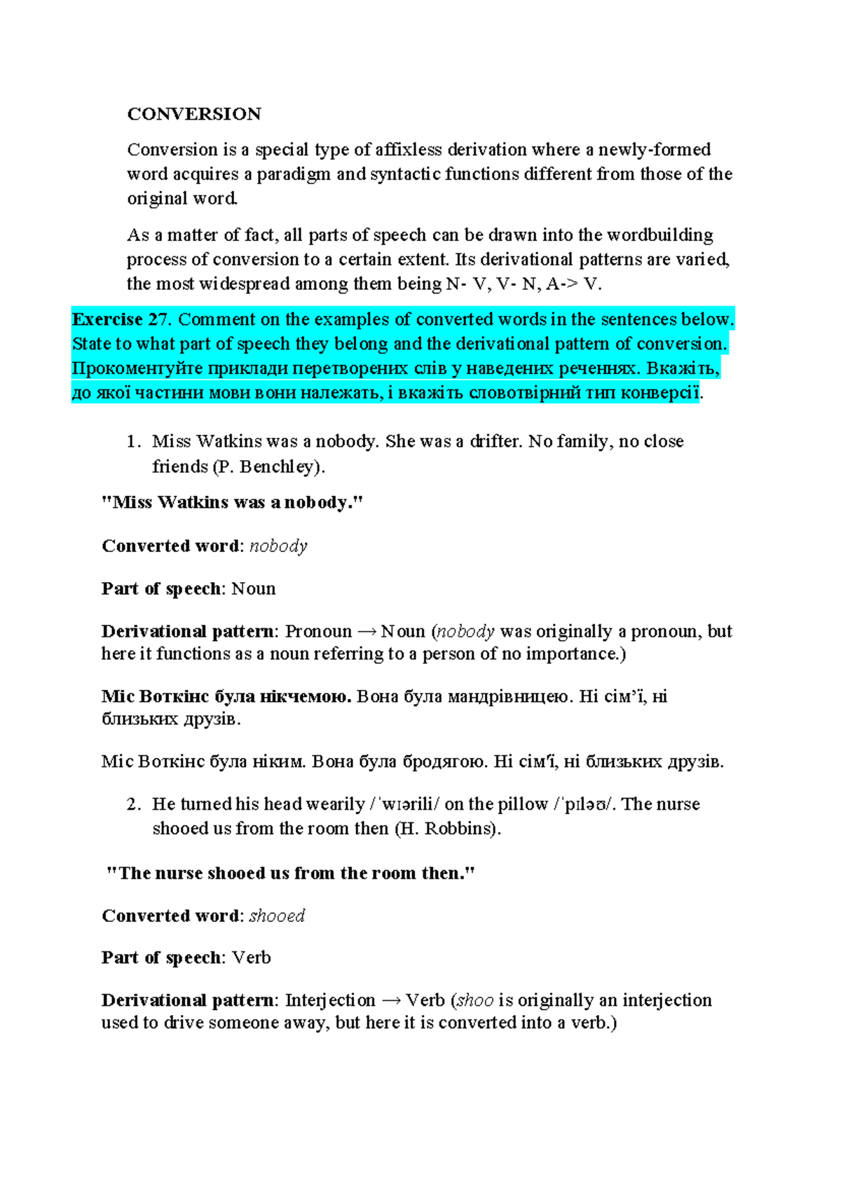 Conversion and Derivation Patterns in English Linguistics (ENG 101 ...