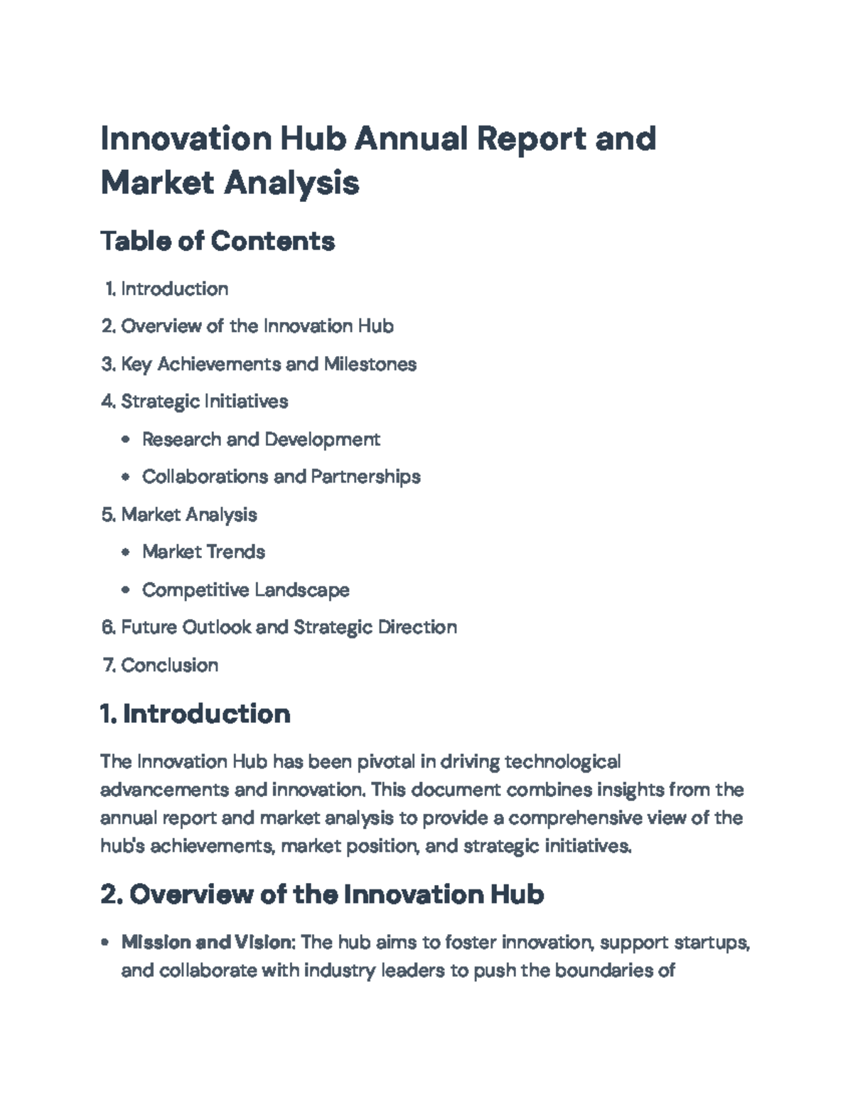 Innovation Hub Annual Report & Market Analysis: Insights & Future ...