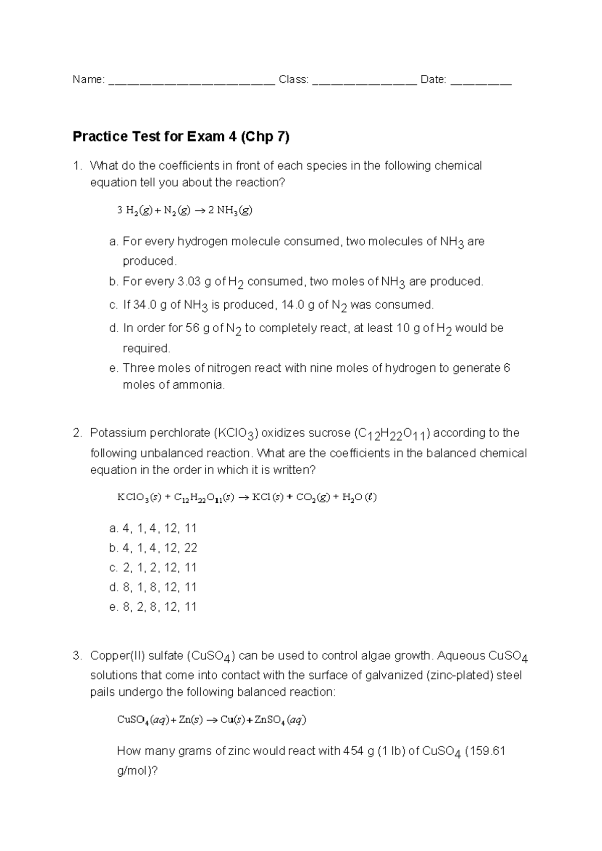 Study Guide Exam4 chp7 - Practice questions for Exam 4 (specifically ...